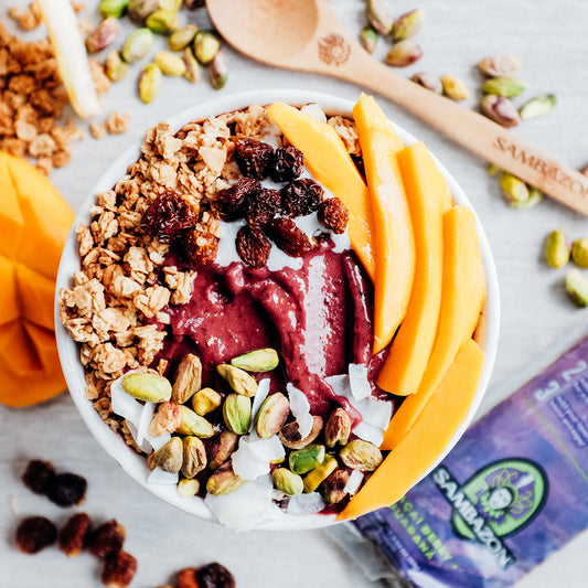 Golden Acai Bowl with Bananas, Berries & Mango